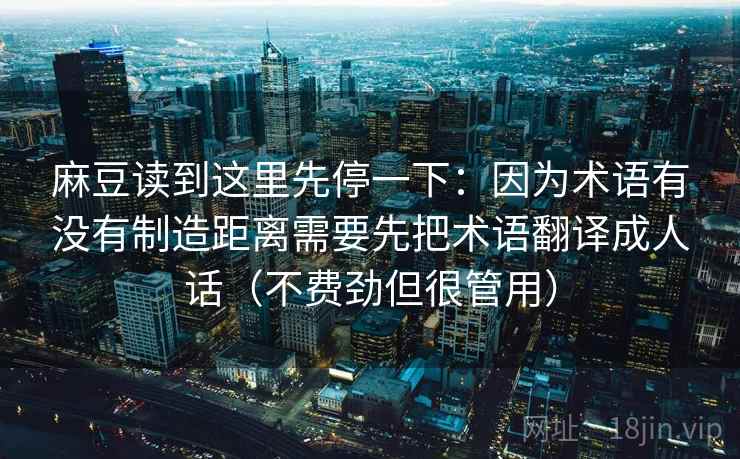 麻豆读到这里先停一下：因为术语有没有制造距离需要先把术语翻译成人话（不费劲但很管用）